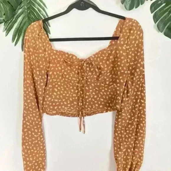 LA Hearts Long Sleeve Tie Front Top - Picture 1 of 5